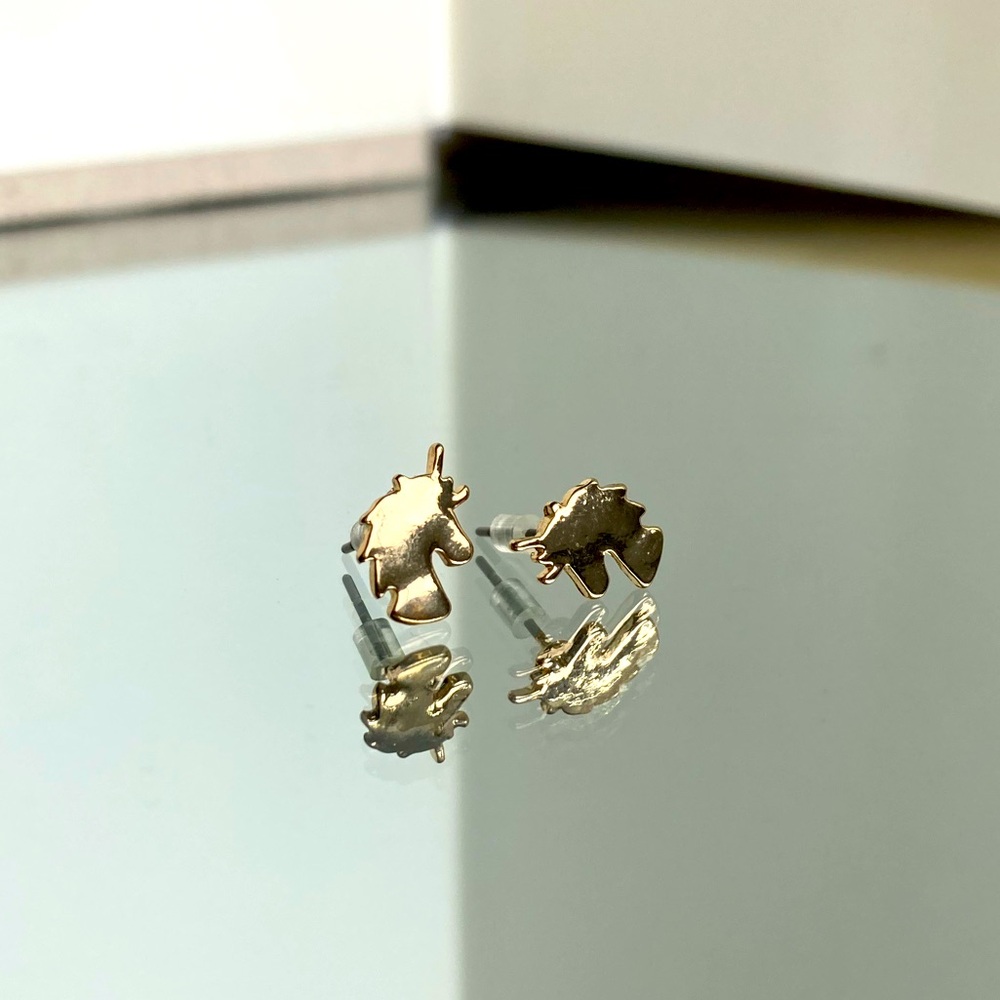 Unicorn gold stud earrings